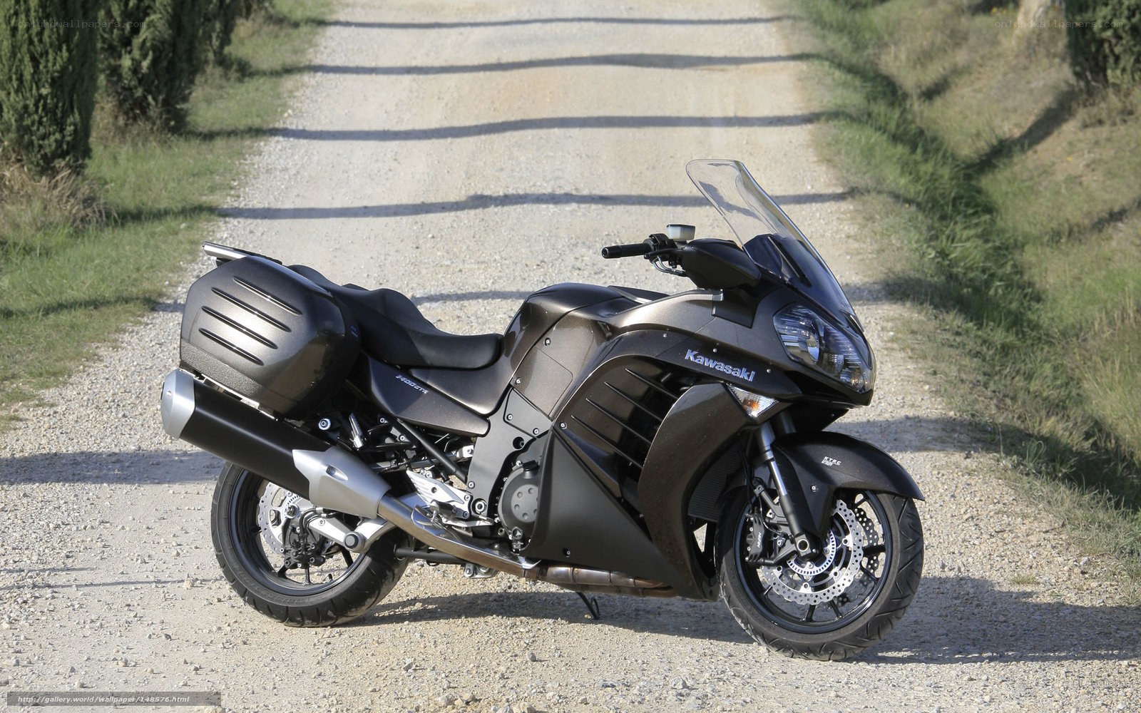 Kawasaki motorcycle on gravel road