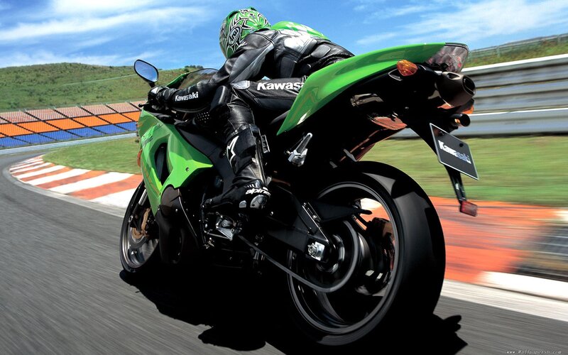 Kawasaki motorcycle on racetrack