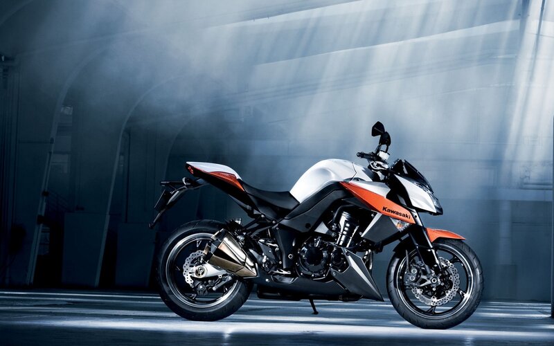 Kawasaki Motorcycle — White, Dramatic