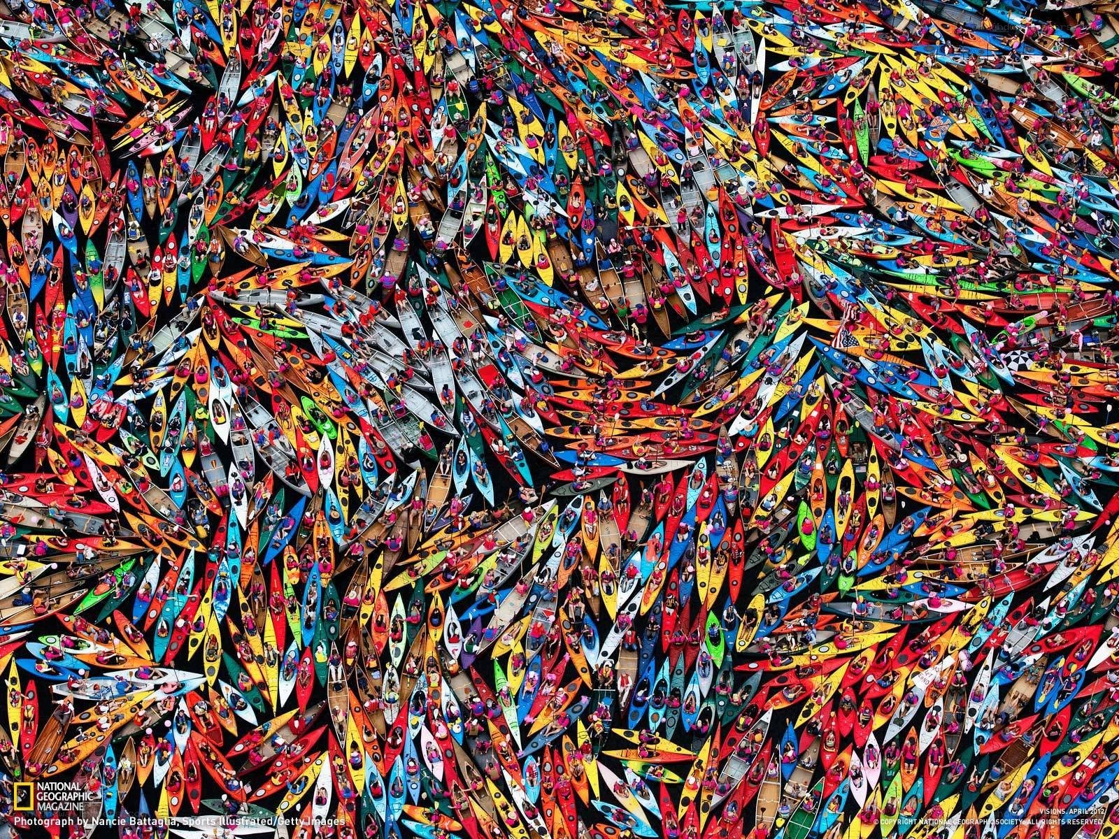 Kayak gathering aerial view