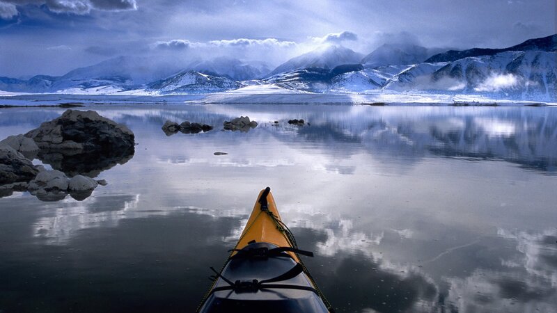 Kayak on a Lake — Blue