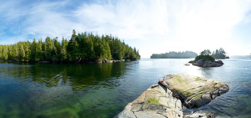 Kayak on a rocky shore