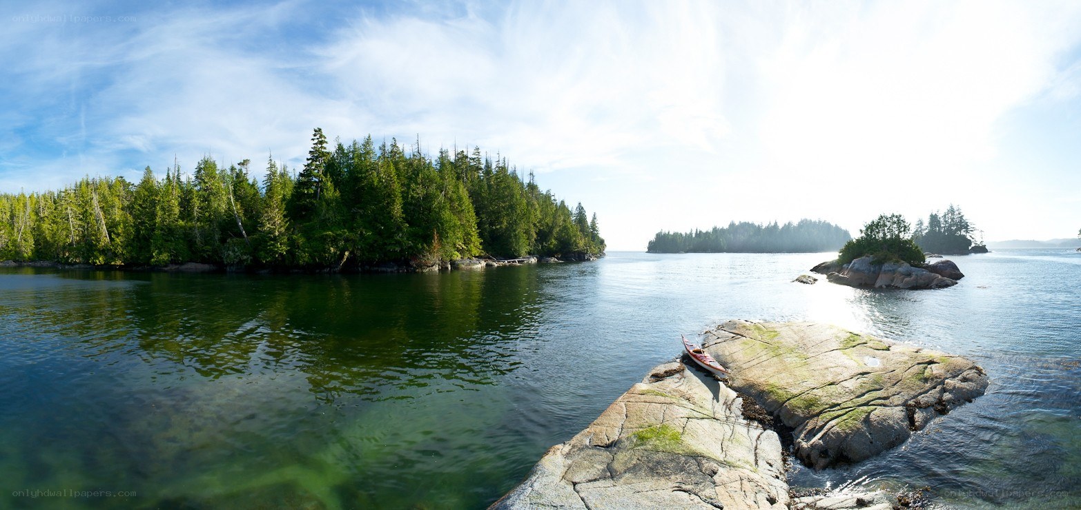 Kayak on a rocky shore