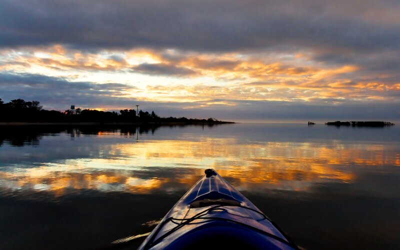 Kayak on Calm Water — Blue