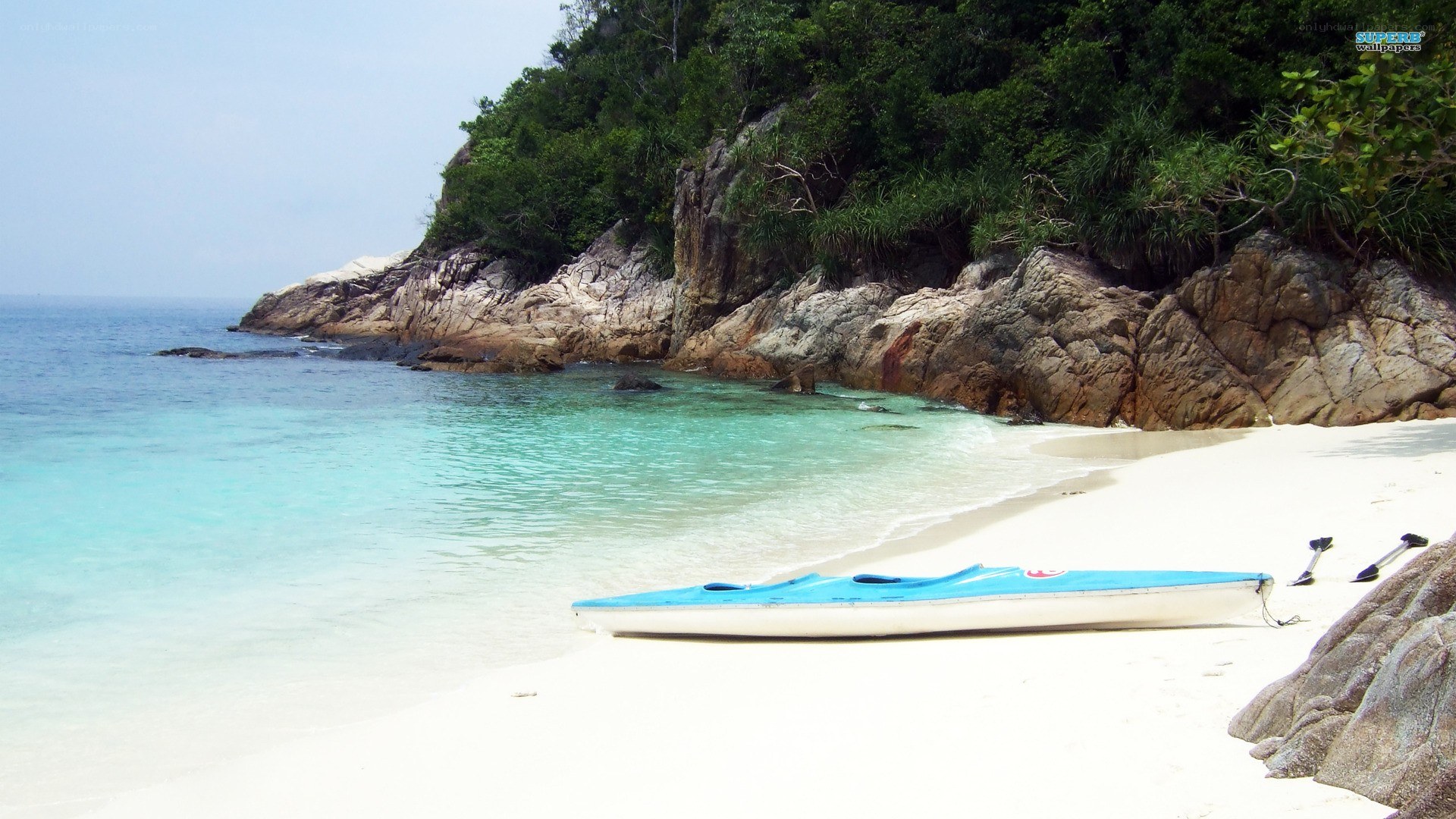 kayak on tropical beach