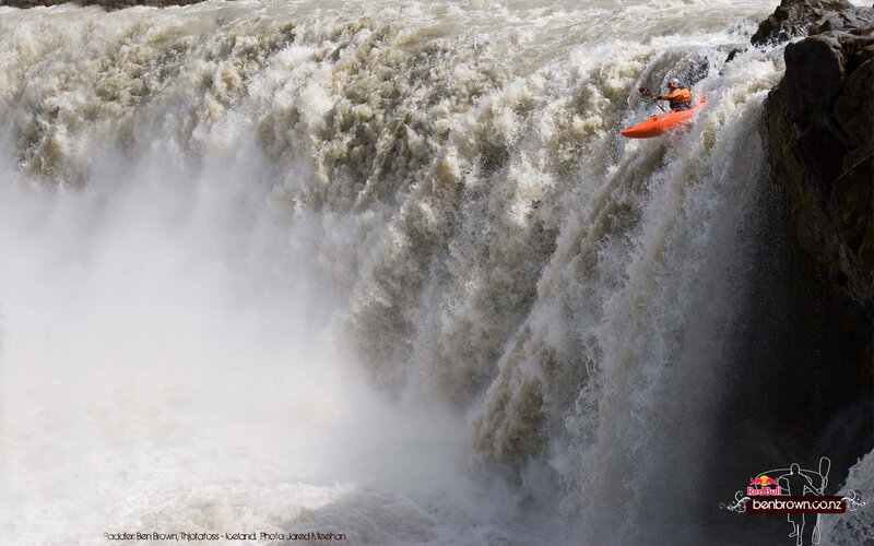 Kayaker at Waterfall