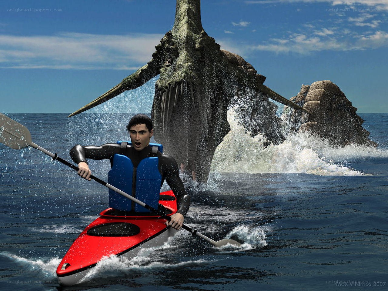 kayaker attacked by sea monster
