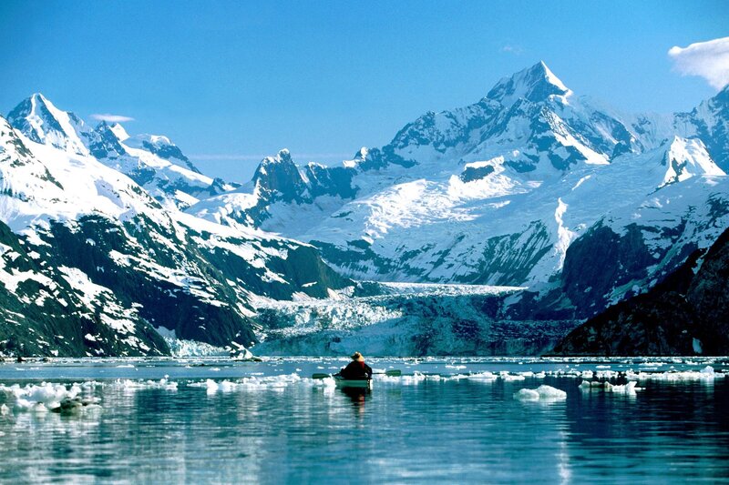 Kayaker in Icy Water