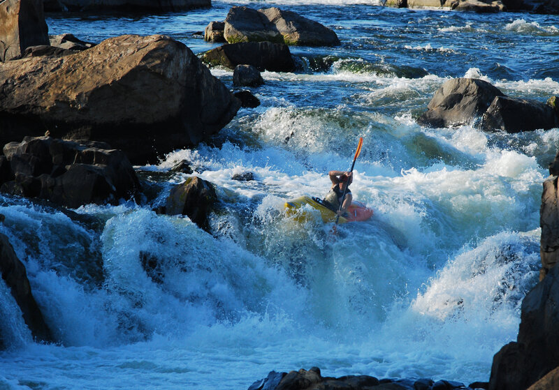 Kayaker in Rapids — Blue