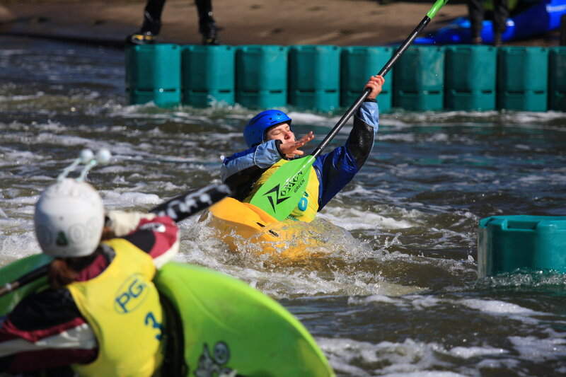 Kayaker in Rapids — Green