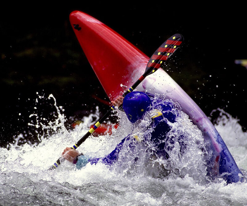 Kayaker in Rapids — Red