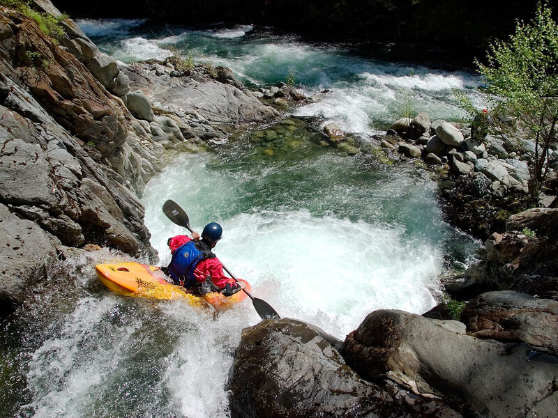 Kayaker in Rapids — Yellow, Adventurous