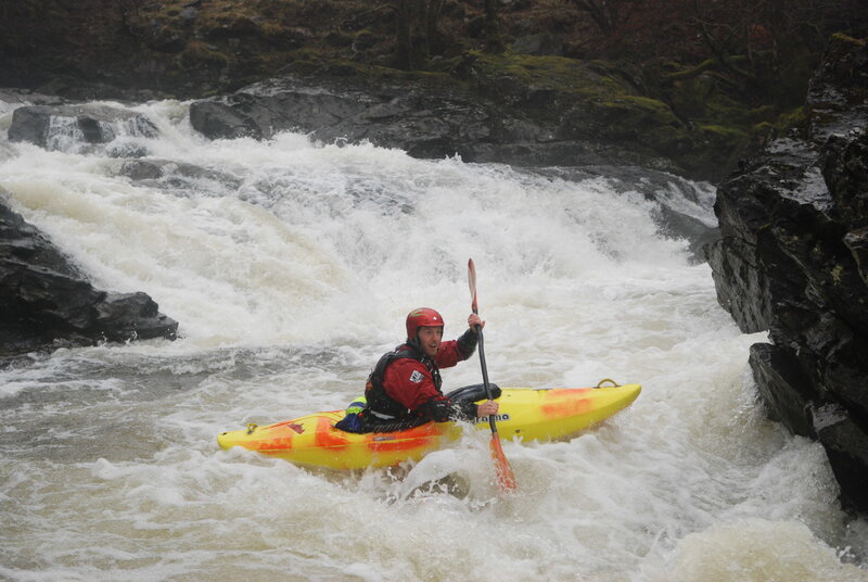 Kayaker in Rapids — Yellow