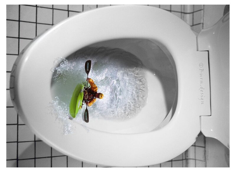 Kayaker in Toilet