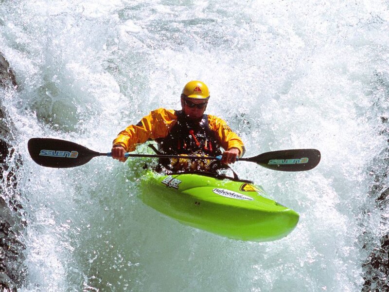 Kayaker in Whitewater — Green, Dynamic