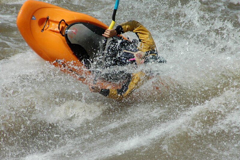 Kayaker in Whitewater — Orange