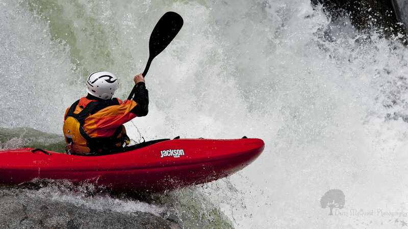 Kayaker in Whitewater — Red, Dramatic, Photograph