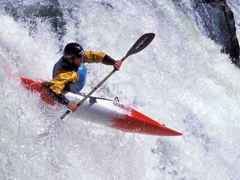 Kayaker in Whitewater — Red