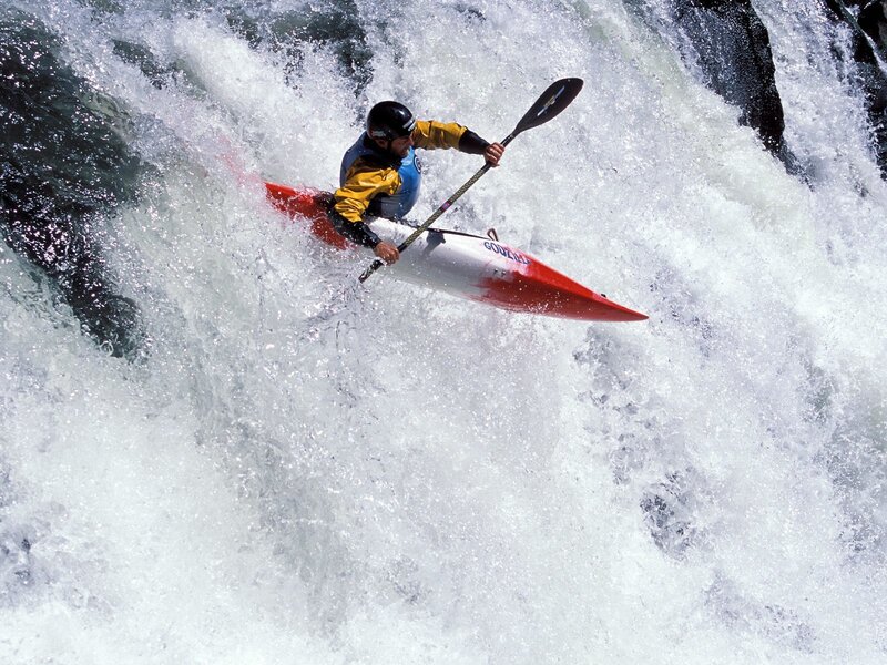 Kayaker in Whitewater — White, Dramatic, Afternoon