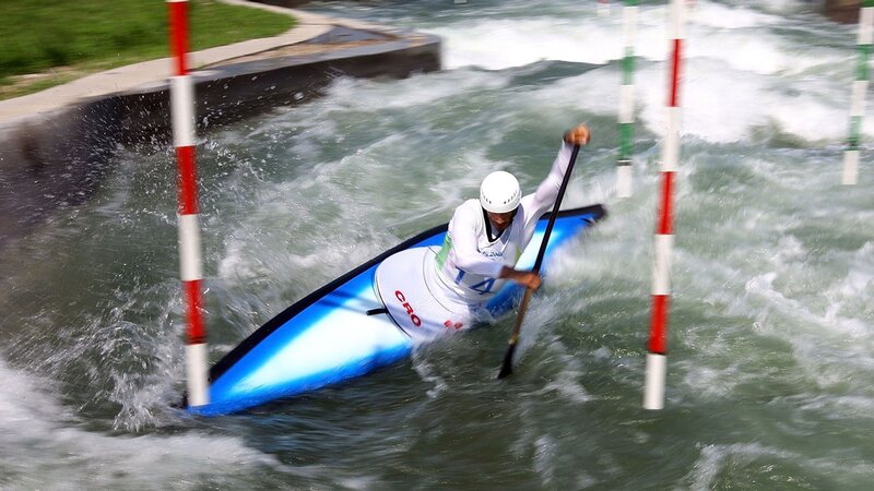 kayaker navigating rapids