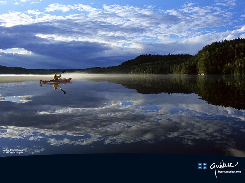 Kayaker on a Lake — Blue, Serene