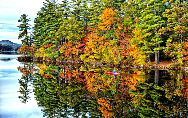 Kayaker on a Lake — Green