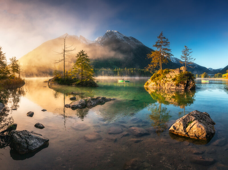 Kayaker on Mountain Lake