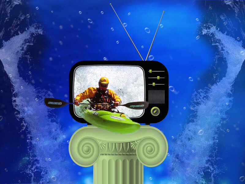 Kayaker on TV in water