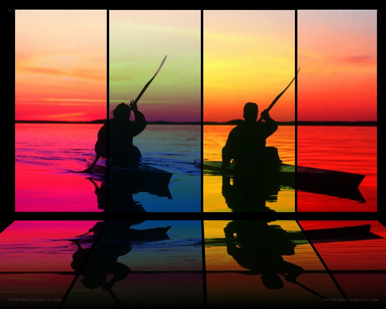 Kayakers at sunset
