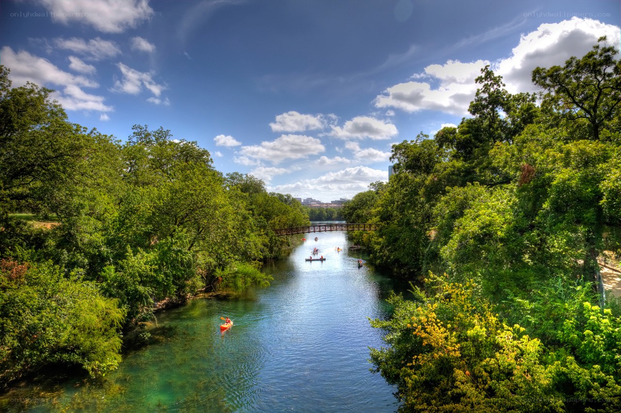 Kayakers on a river in Austin