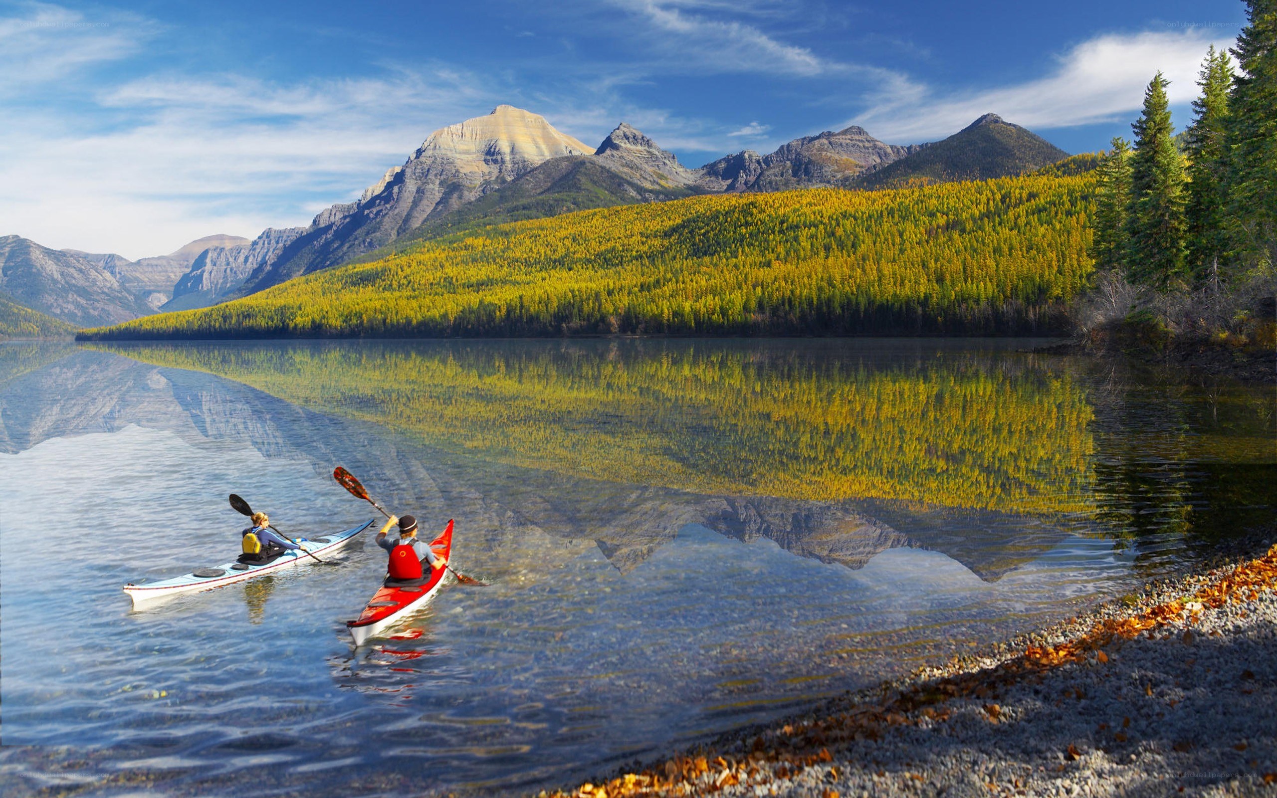 Kayaking in a mountain lake
