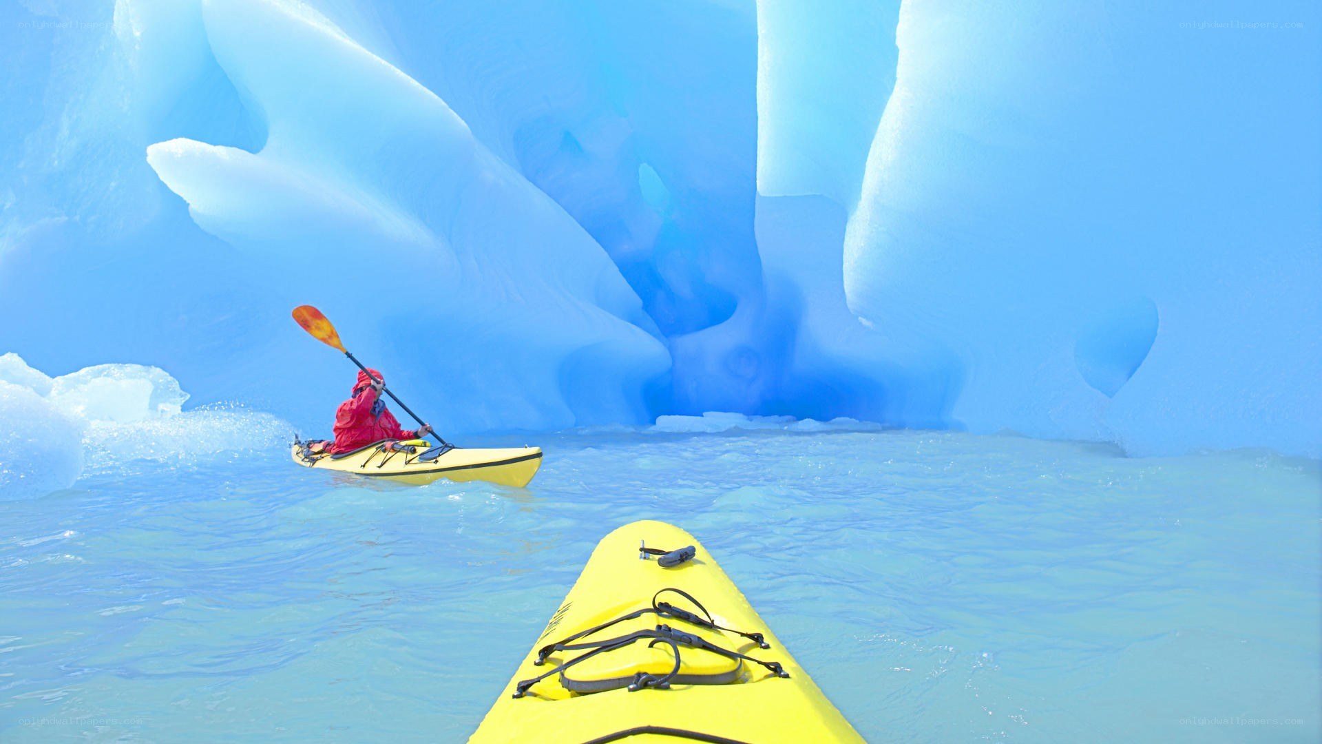 Kayaking near a glacier