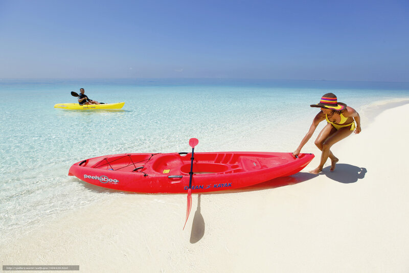 Kayaking on a tropical beach