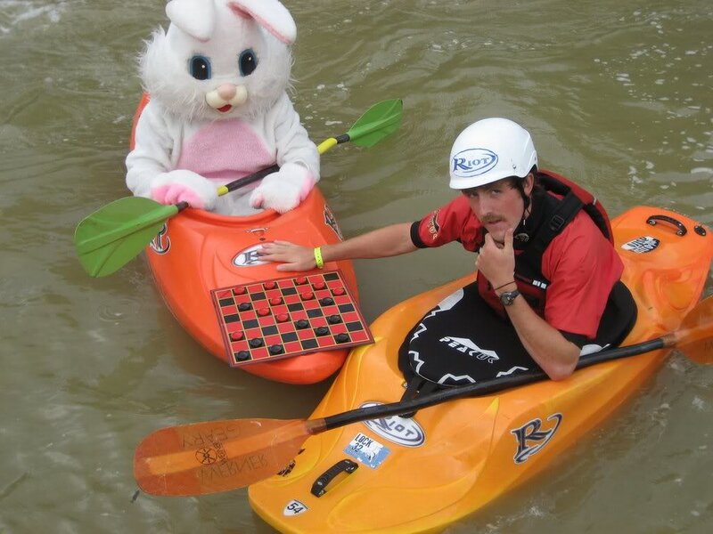 kayaking with an easter bunny