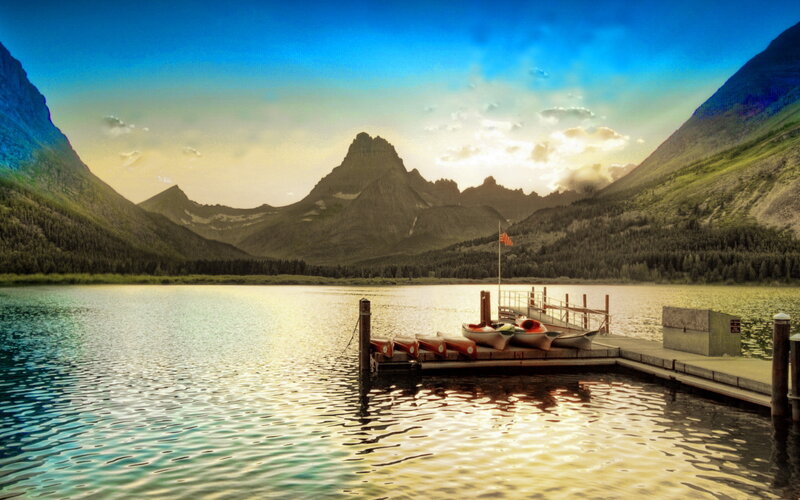 Kayaks at Lake Dock — Blue