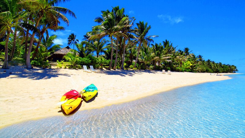 Kayaks on Tropical Beach