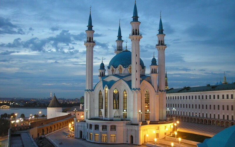 Kazan Kremlin Mosque — Blue, Serene, Sunset