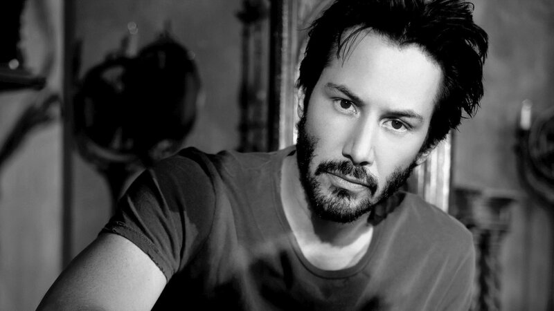 Keanu Reeves in black and white