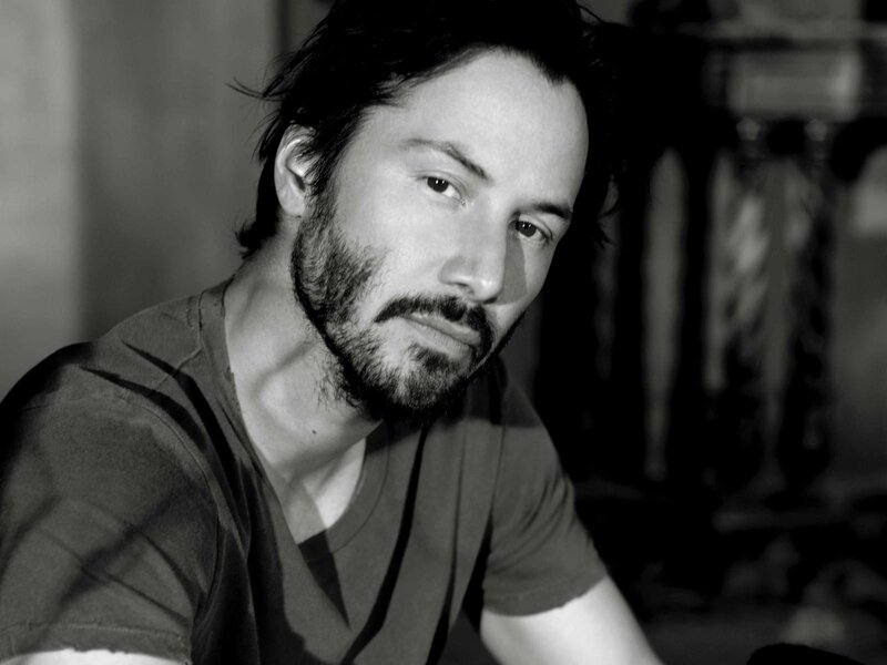 Keanu Reeves in black and white