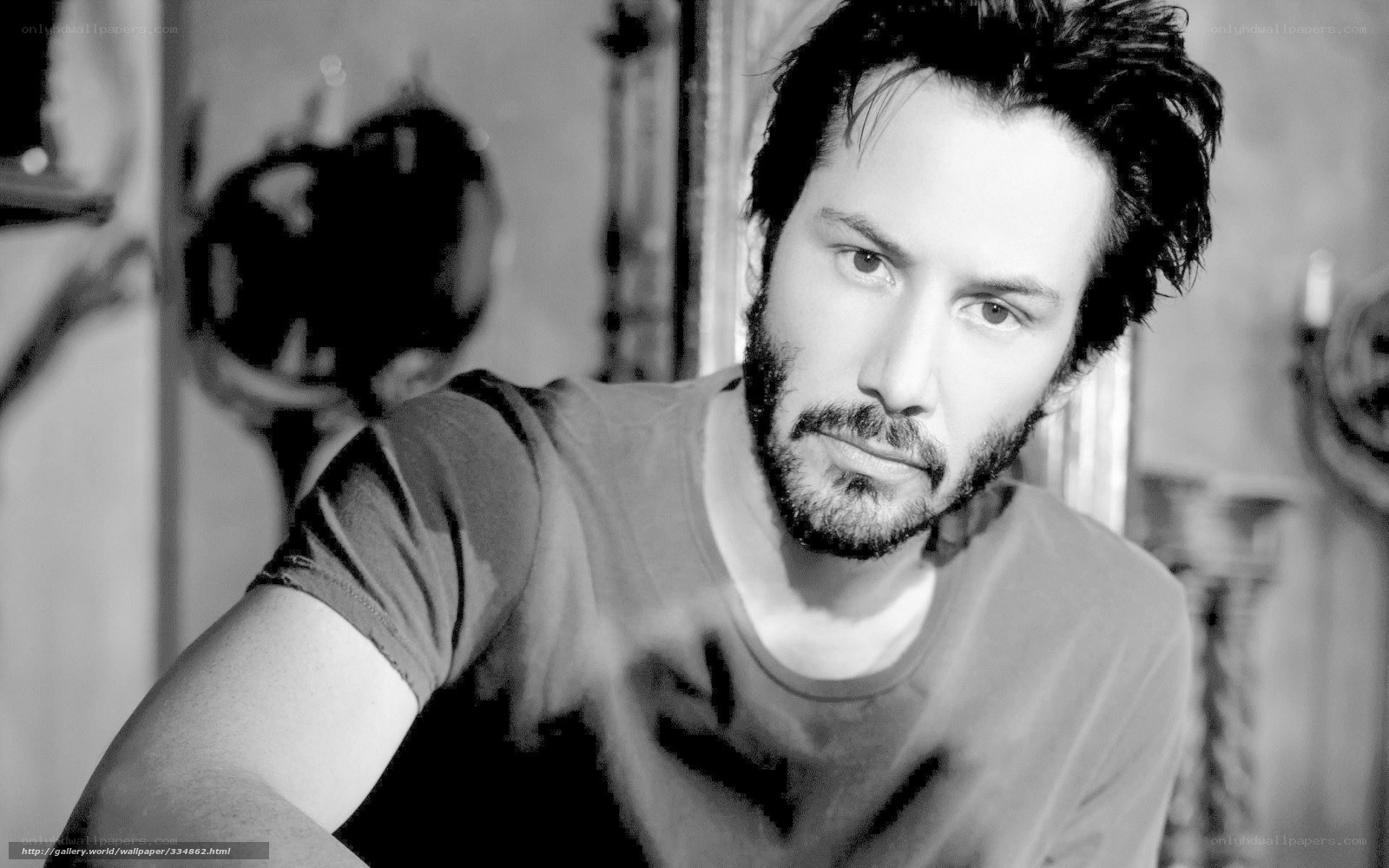 Keanu Reeves in black and white