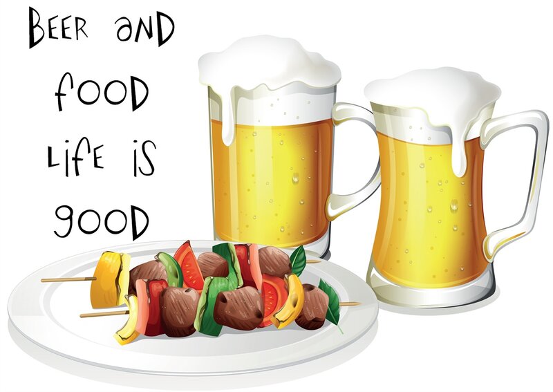Kebabs and Beer Mugs