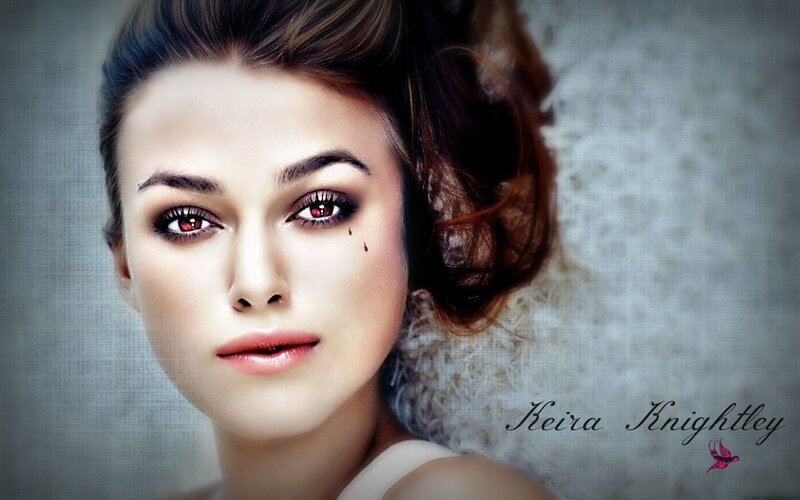 Keira Knightley with red eyes