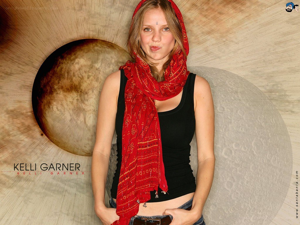 Kelli Garner in red scarf