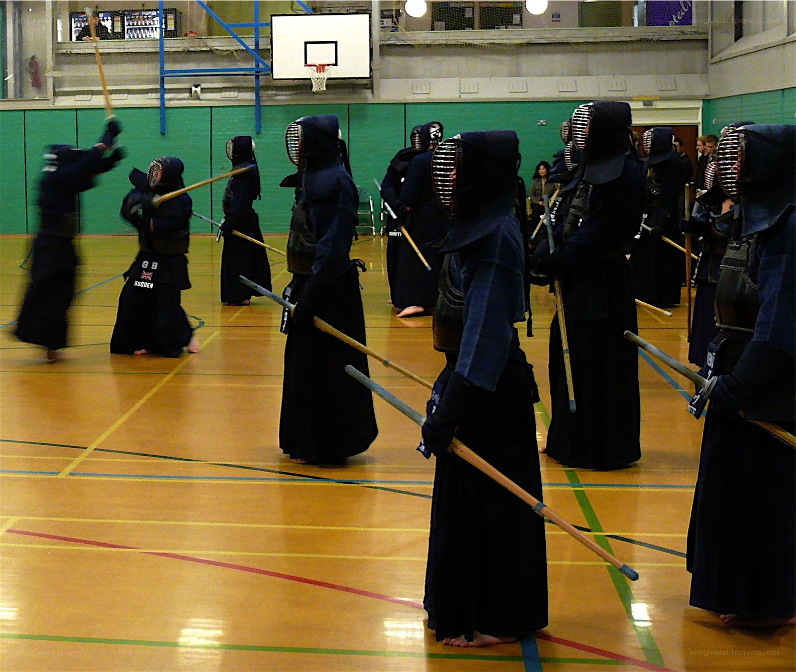 Kendo practice in gym