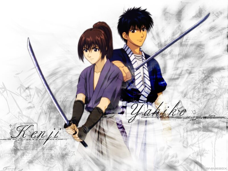 Kenji and Yakiko with swords
