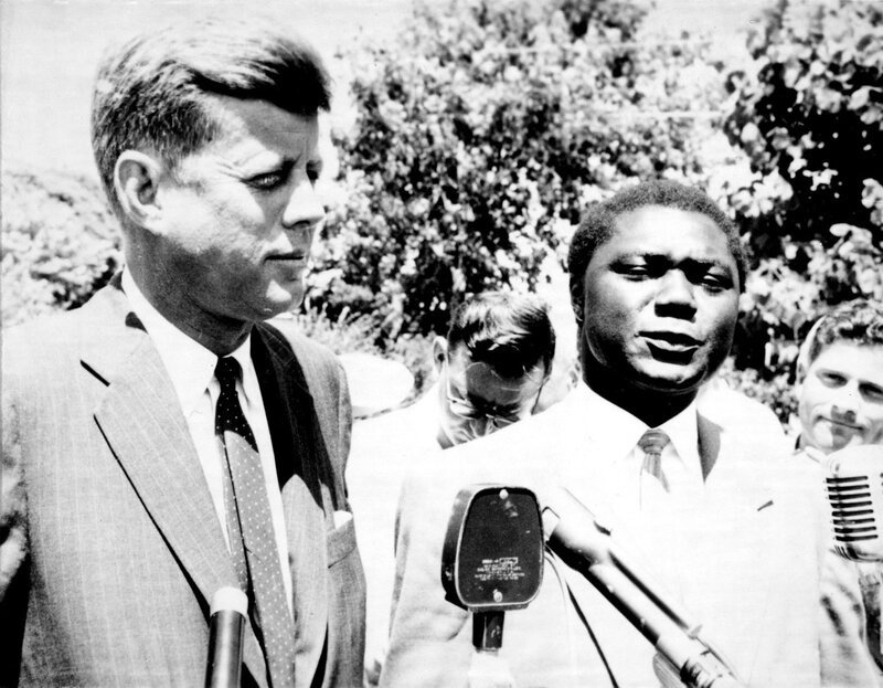 Kennedy and civil rights leader speaking