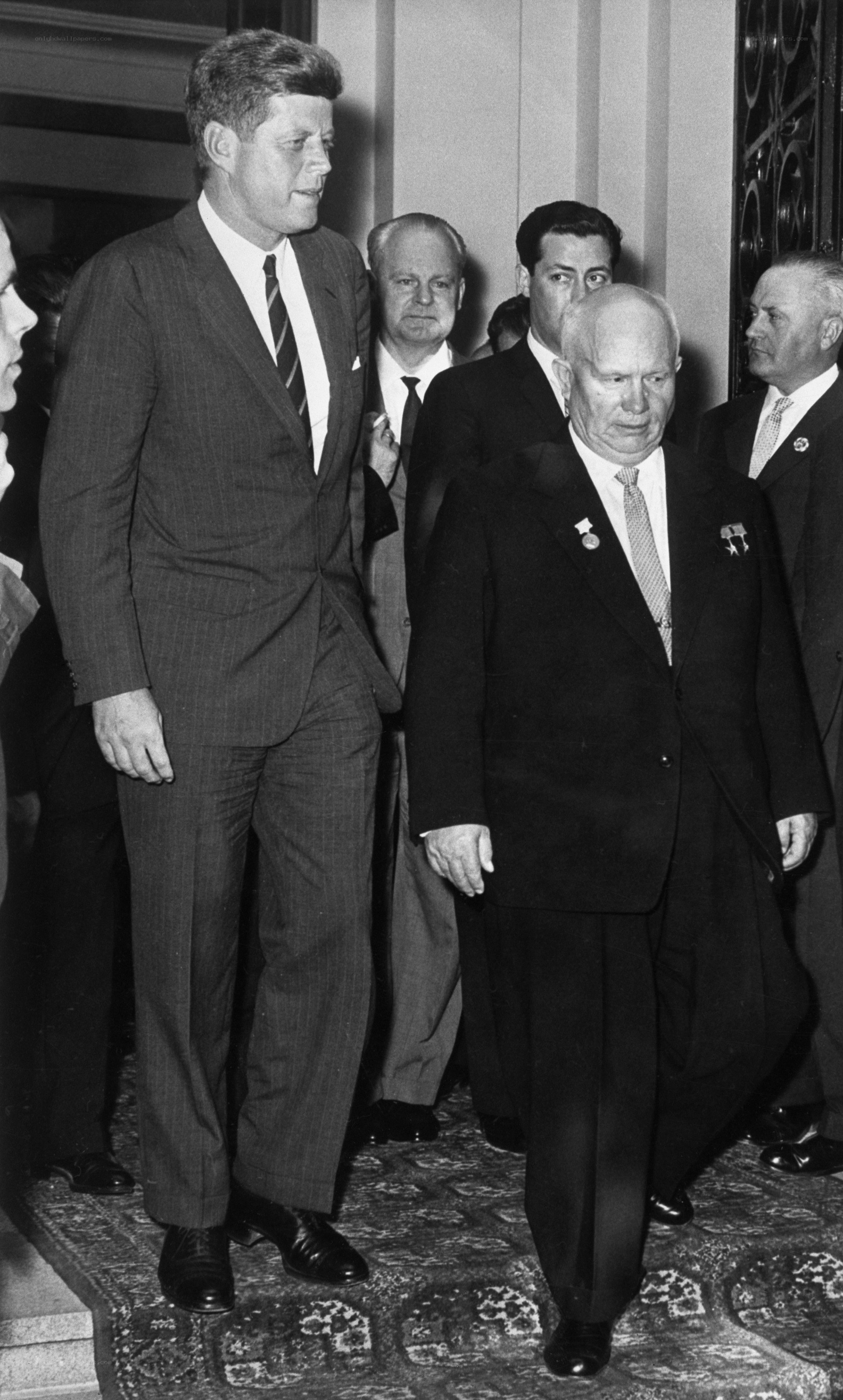 Kennedy and Khrushchev walking