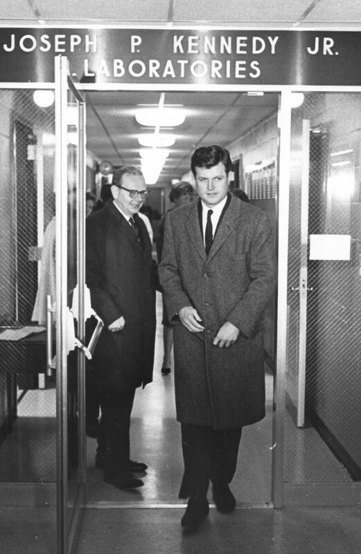 Kennedy at laboratory entrance