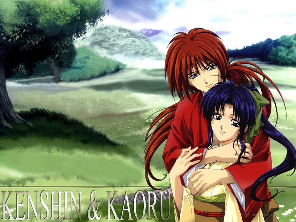 Kenshin and Kaoru embrace