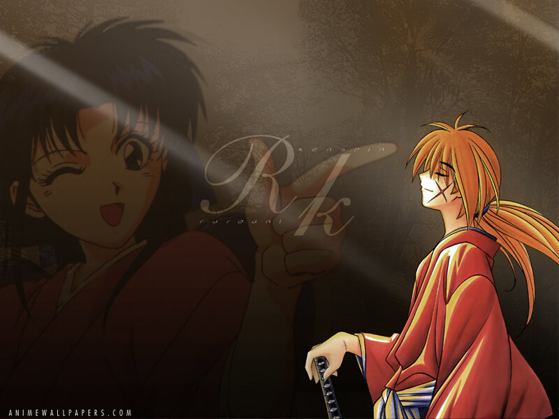 Kenshin and Kaoru in a forest